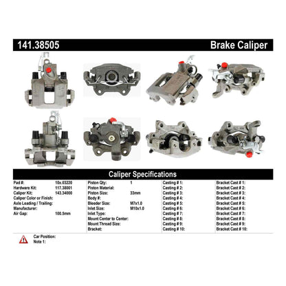 Stoptech Centric 87-93 Saab 900 Semi-Loaded Brake Caliper - Rear Right 141.38505