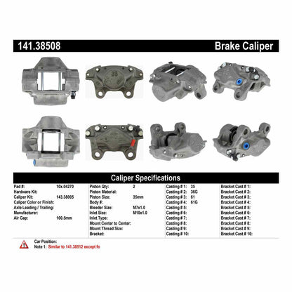Centric Parts Disc Brake Caliper Semi-Loaded for 1994-1996 Saab 900 141.38508