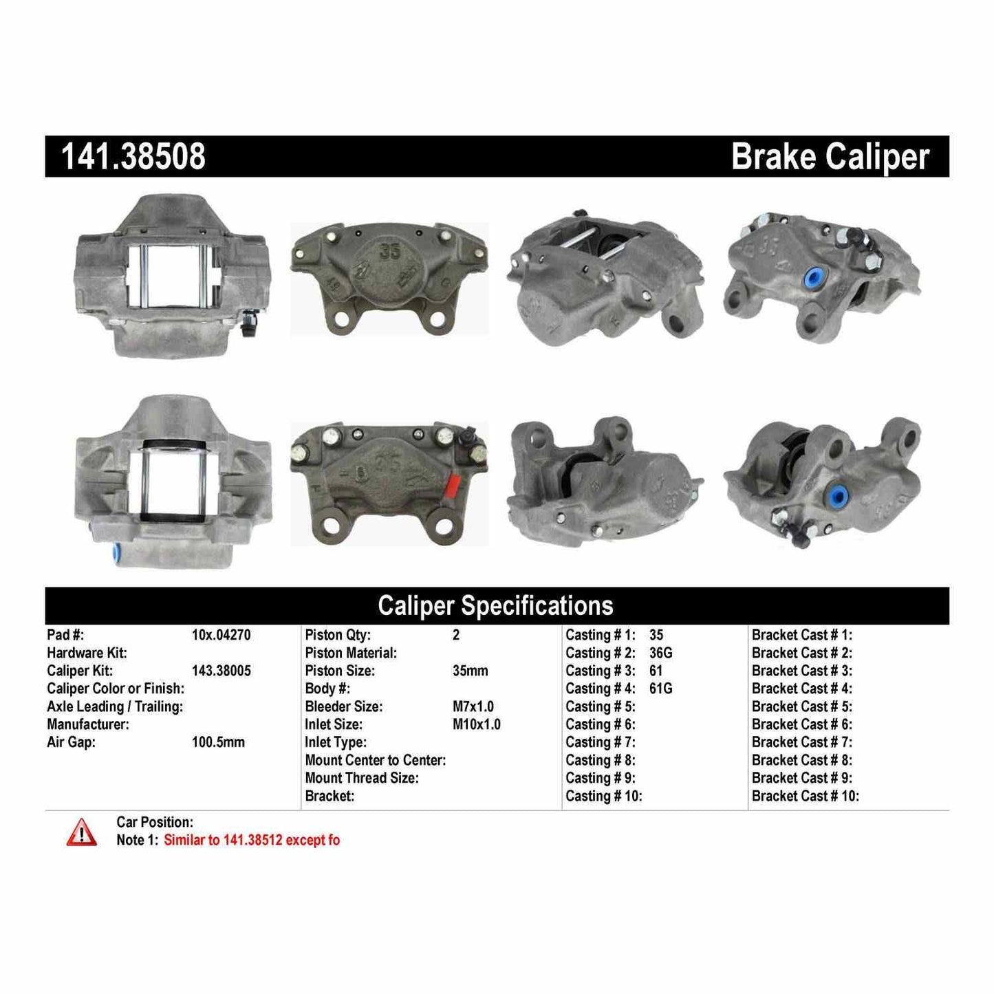 Stoptech Centric 94-96 Saab 900 Semi-Loaded Brake Caliper - Rear Left 141.38508