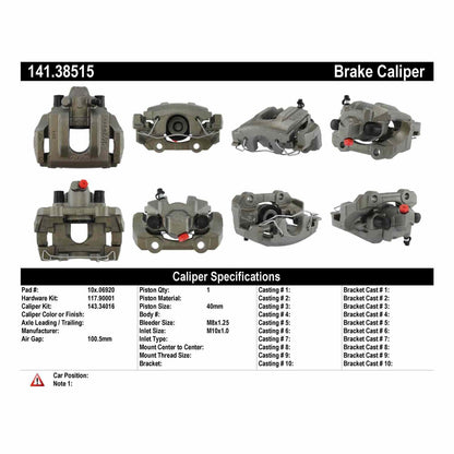 Stoptech Centric 02-10 Saab 9-5 Semi-Loaded Brake Caliper - Rear Right 141.38515