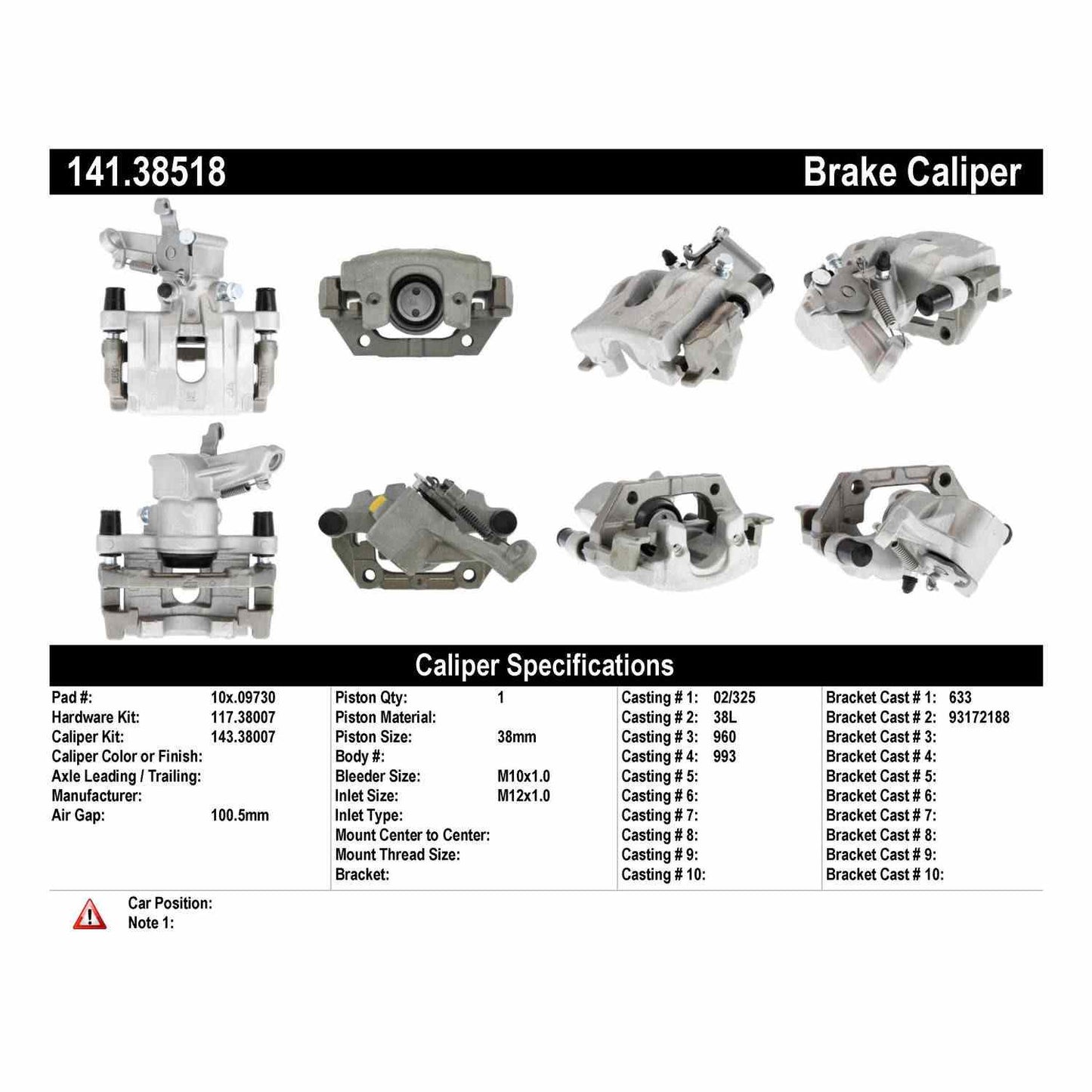Stoptech Centric Semi-Loaded Brake Caliper - Rear Left 141.38518