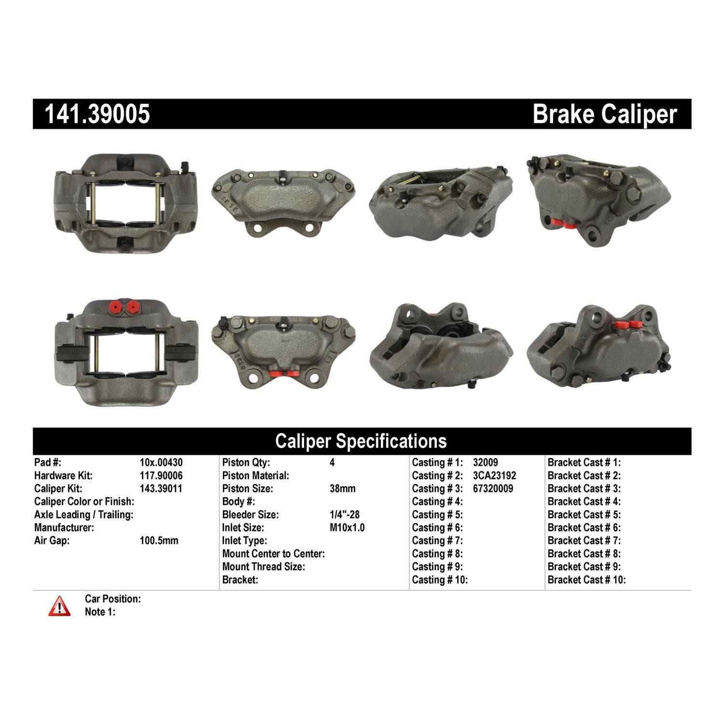 Centric Parts Disc Brake Caliper Semi-Loaded with Anti-Corrosion Finish for Volvo 242 1984-1975 244 1987-1975 245 1987-1975 DL 1984 GLE 1984 141.39005