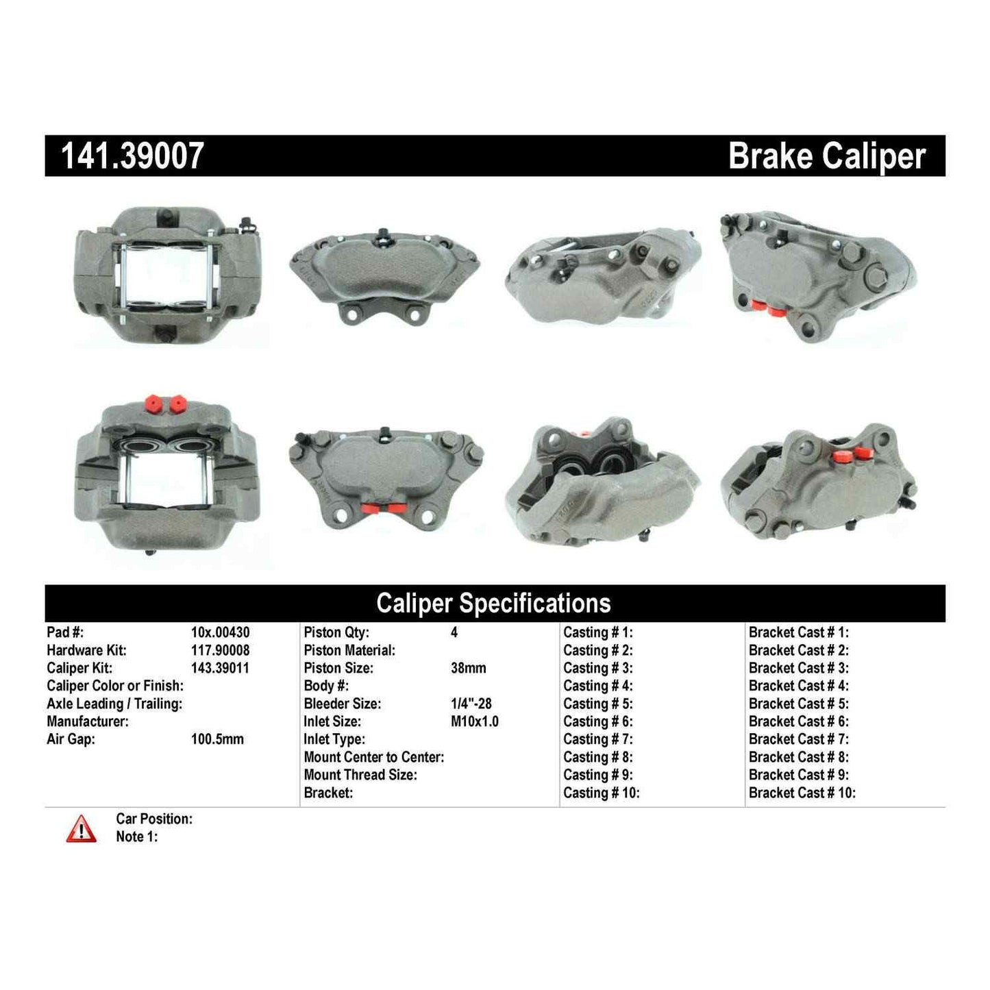 Centric Parts Disc Brake Caliper Semi-Loaded with Anti-Corrosion Finish for 1984-1993 Volvo 240/242/244/245/262/264/265 141.39007