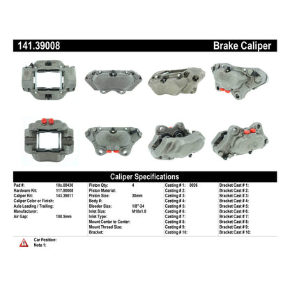Stoptech Centric Semi-Loaded Brake Caliper - Front Left 141.39008
