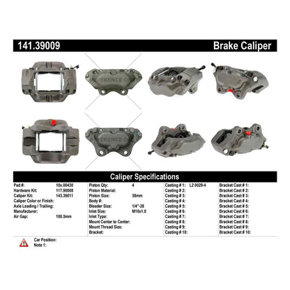 Centric Parts Disc Brake Caliper Semi-Loaded with Anti-Corrosion Finish for 1991-1993 Volvo 240 141.39009