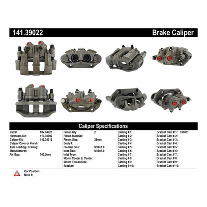 Centric Parts Disc Brake Caliper Semi-Loaded with Anti-Corrosion Finish for 1983-1990 Volvo 740 745 760 141.39022