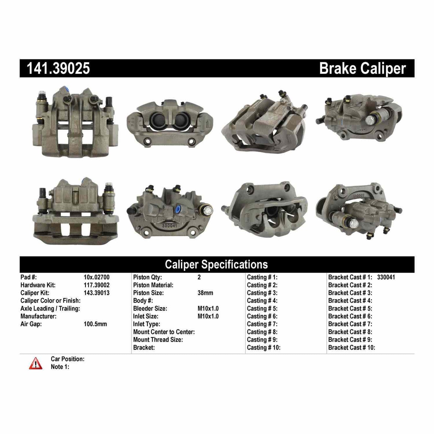Centric Parts Disc Brake Caliper Semi-Loaded for 1985‑1990 Volvo 740/760 and 1991‑1987 Volvo 780 141.39025