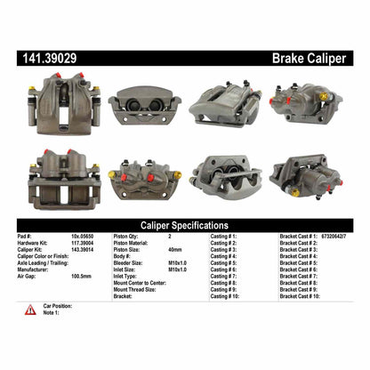 Centric Parts Disc Brake Caliper Semi-Loaded with Anti-Corrosion Finish for 1983-1990 Volvo 740/745/760 141.39029