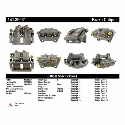 Centric Parts Disc Brake Caliper Semi-Loaded with Anti-Corrosion Finish for 1990-1985 Volvo 740 760 780 141.39031