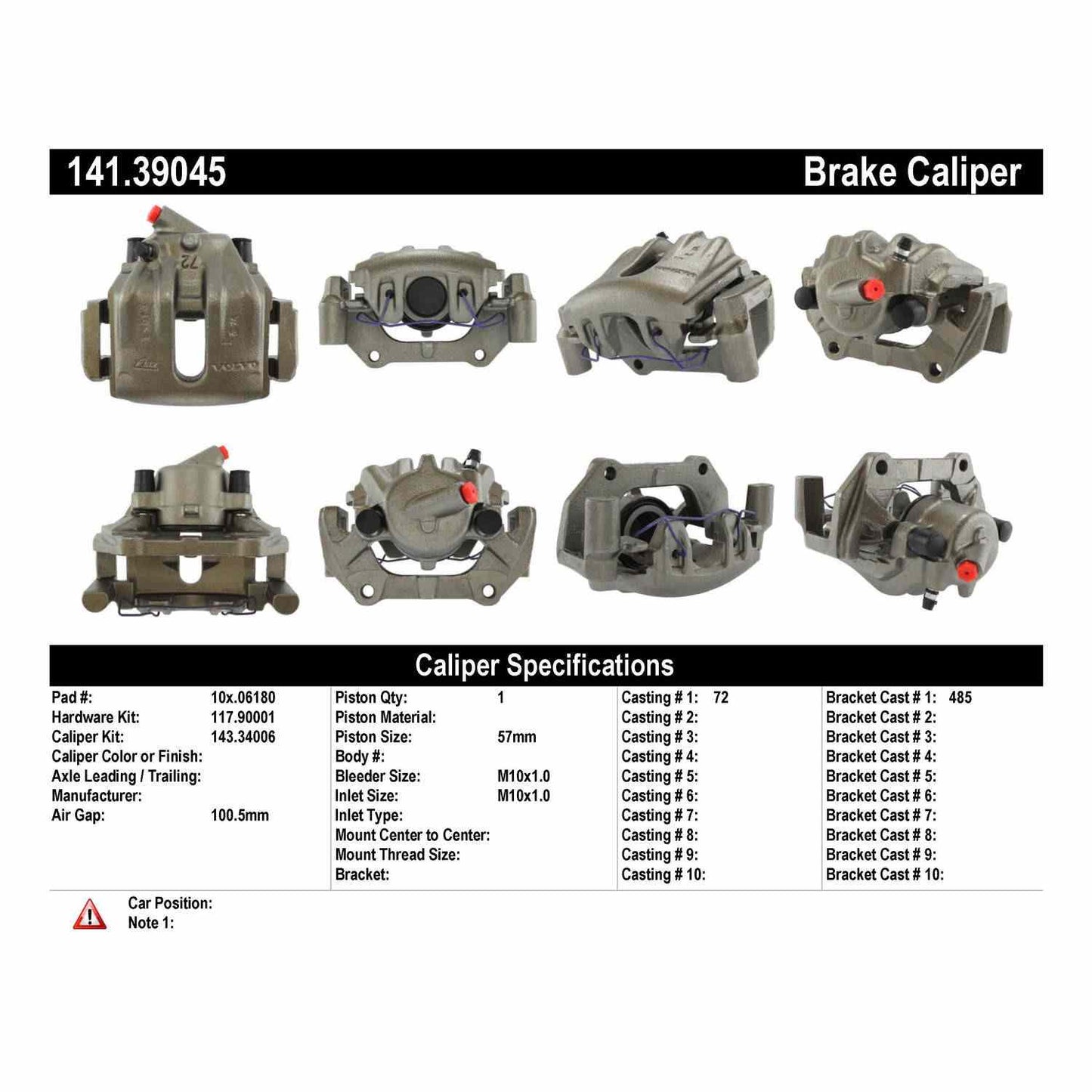 Centric Parts Disc Brake Caliper Semi-Loaded for 2004-1998 Volvo C70 141.39045