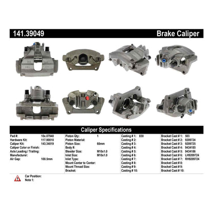 Centric Parts Semi-Loaded Brake Caliper 141.39049