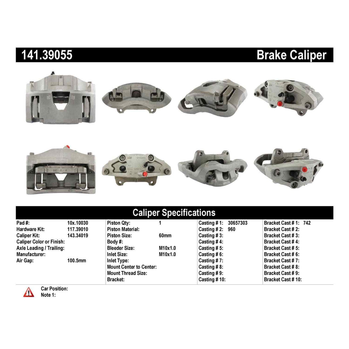 Centric Parts Disc Brake Caliper Semi-Loaded with anti-corrosion finish for 2003-2014 Volvo XC90 141.39055