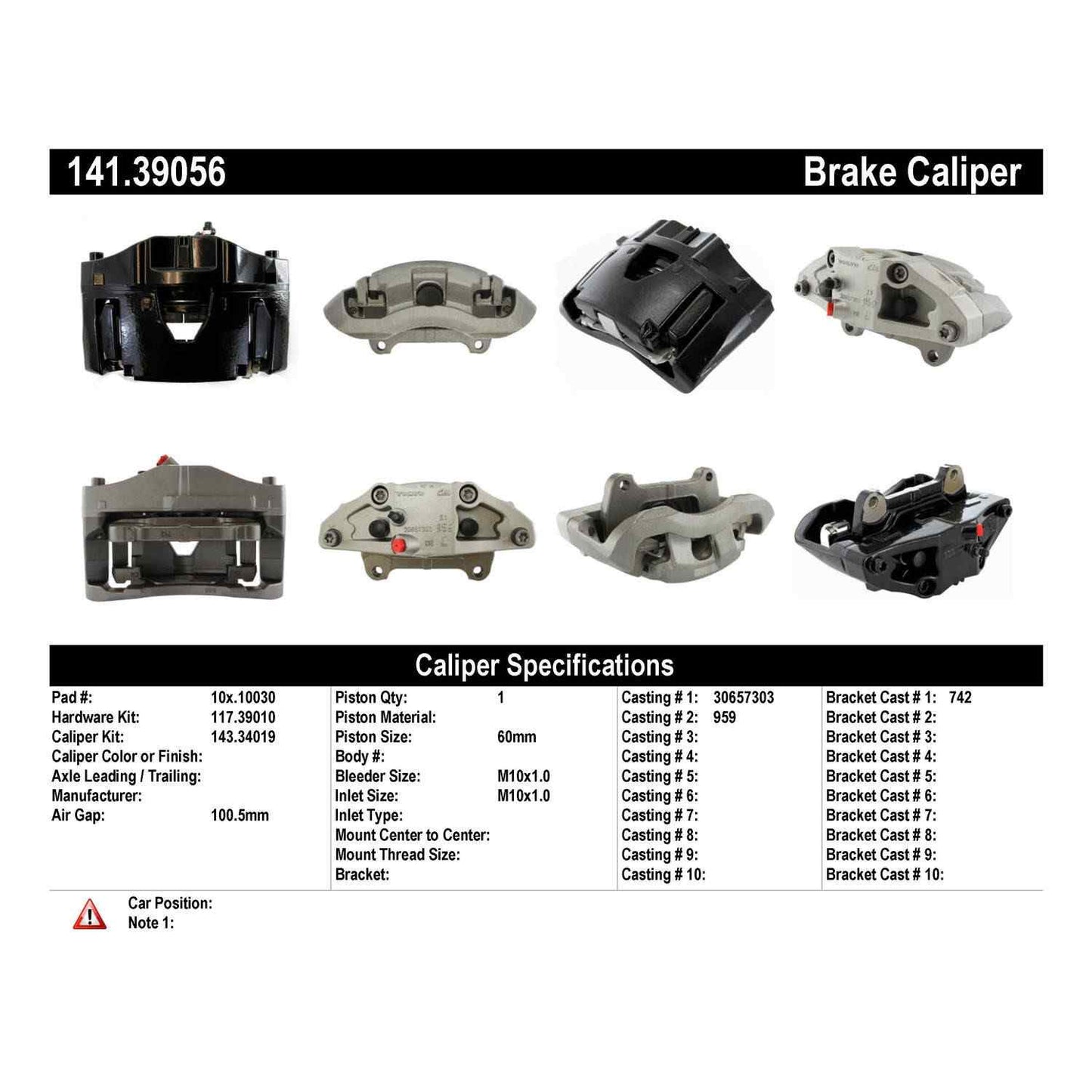 Centric Parts Disc Brake Caliper Semi-Loaded for 2003-2014 Volvo XC90 141.39056
