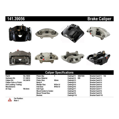 Centric Parts Disc Brake Caliper Semi-Loaded for 2003-2014 Volvo XC90 141.39056