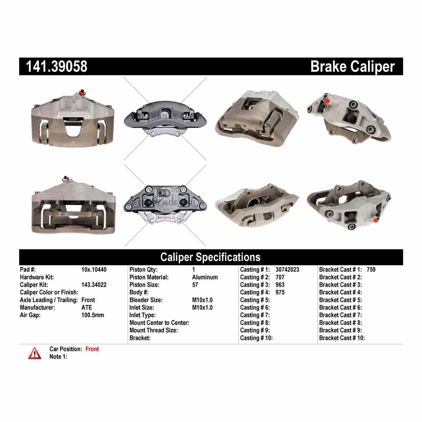 Stoptech Centric 05-09 & 11 Volvo V50 / 05-11 S40 / 06-11 C70 Semi Loaded Front Left Rebuilt Caliper 141.39058