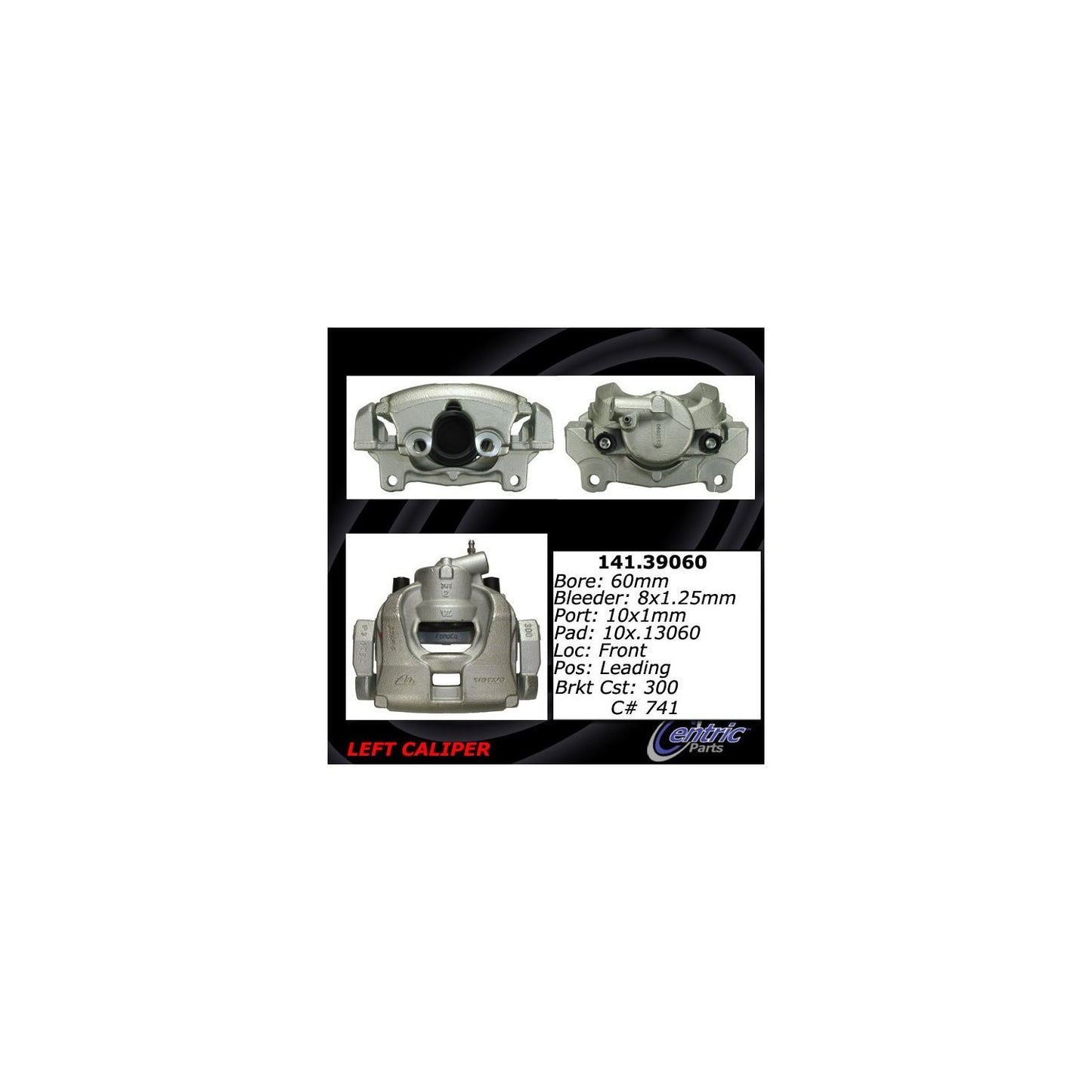Centric Parts Disc Brake Caliper Semi-Loaded with anti-corrosion finish for 2011-18 Volvo S60, 2007-16 Volvo S80, 2015-18 V60, 2008-10 V70, 2008-16 XC70 141.39060