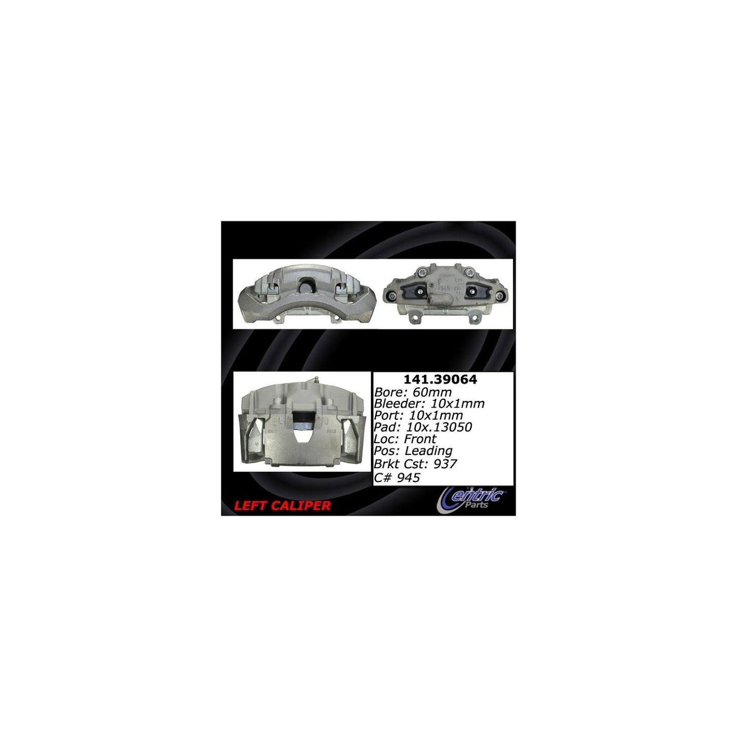 Centric Parts Disc Brake Caliper Semi-Loaded with anti-corrosion finish for Volvo S60 2018-12, S80 2007-15, V60 2015-18, V70 2008-10, XC70 2008-16 141.39064