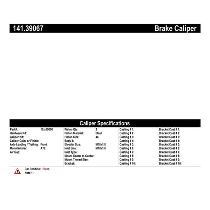Centric Parts Disc Brake Caliper Semi-Loaded with anti-corrosion finish for 2010-2016 Volvo XC60 and 2003-2014 Volvo XC90 141.39067