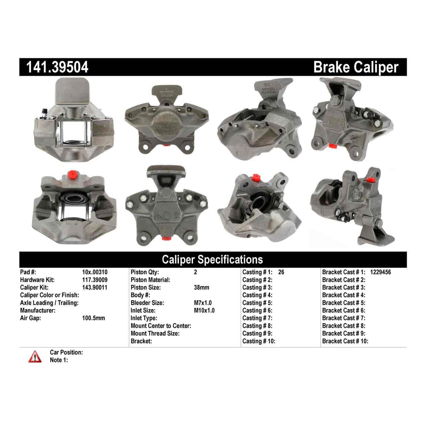 Centric Parts Disc Brake Caliper Semi-Loaded for 1974-1993 Volvo Models 141.39504
