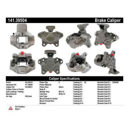 Centric Parts Disc Brake Caliper Semi-Loaded for 1974-1993 Volvo Models 141.39504
