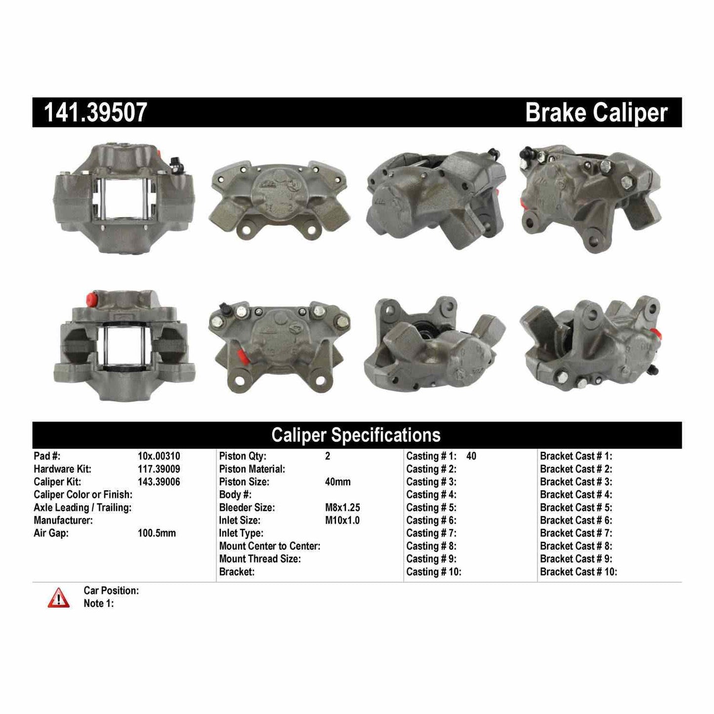 Stoptech Centric Semi-Loaded Brake Caliper - Rear Right 141.39507