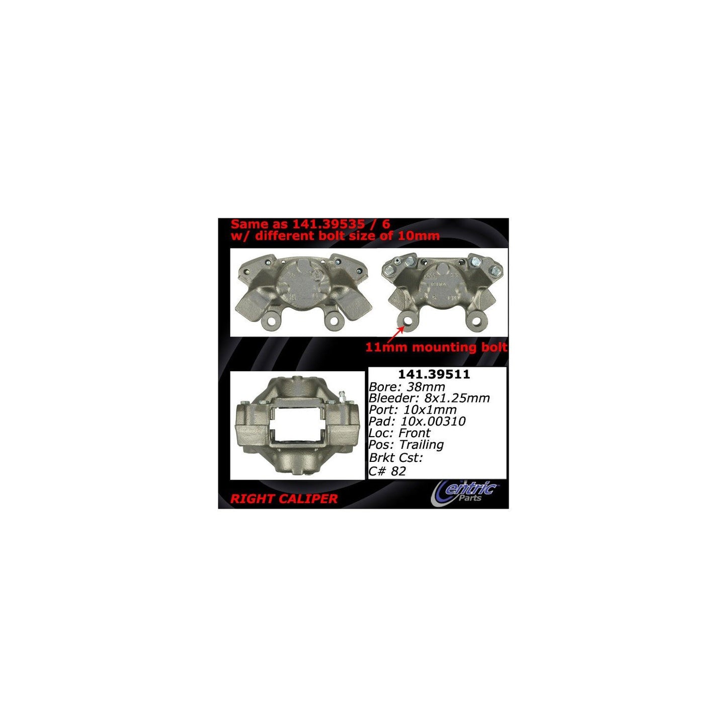 Centric Parts Disc Brake Caliper Semi-Loaded for Volvo 850 1993-1997 C70 1998-2004 S70 1998-2000 V70 1998-2000 141.39511