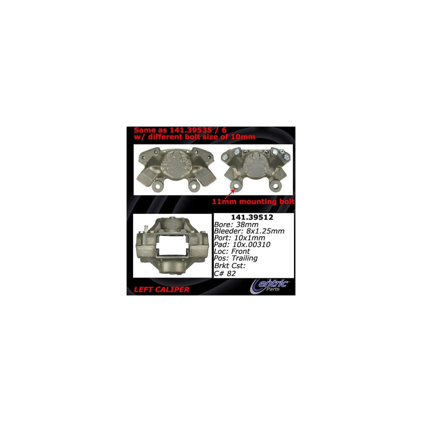 Centric Parts Disc Brake Caliper Semi-Loaded with anti-corrosion finish for 1993-1997 Volvo 850, 1998-2004 C70, 1998-2000 S70, 1998-2000 V70 141.39512