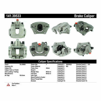 Centric Parts Disc Brake Caliper Semi-Loaded with anti-corrosion finish for 2003-2014 Volvo XC90 141.39533