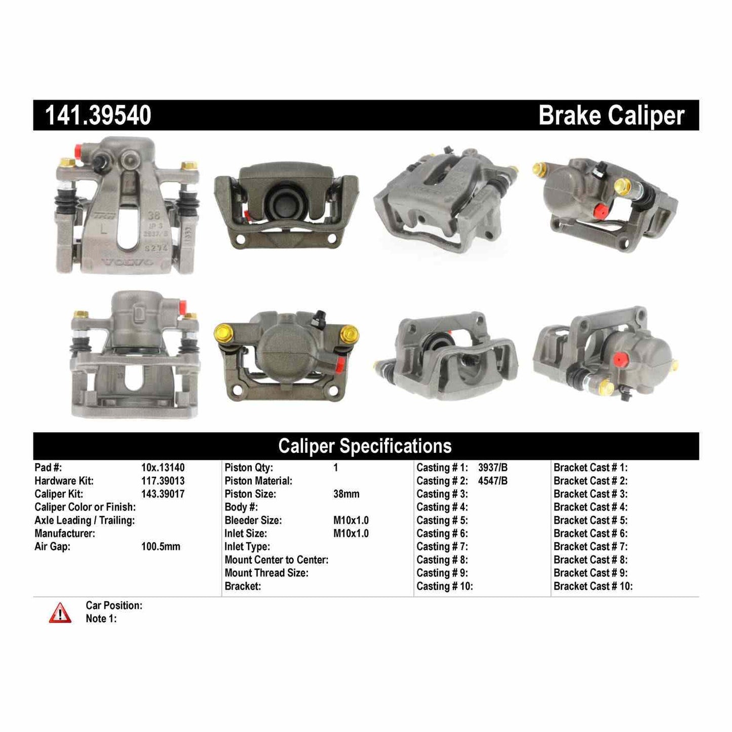 Centric Parts Semi-Loaded Brake Caliper 141.39540