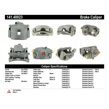 Centric Parts Disc Brake Caliper Semi-Loaded with Anti-Corrosion Finish 141.40023