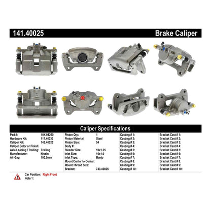 Centric Parts Disc Brake Caliper Semi-Loaded with Anti-Corrosion Finish for 141.40025