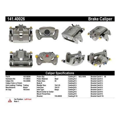 Centric Parts Disc Brake Caliper Semi-Loaded with Anti-Corrosion Finish for 141.40026