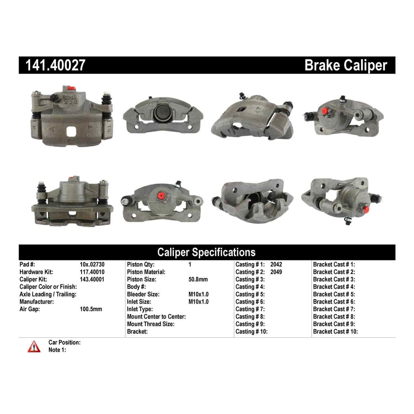Centric Parts Semi-Loaded Brake Caliper 141.40027