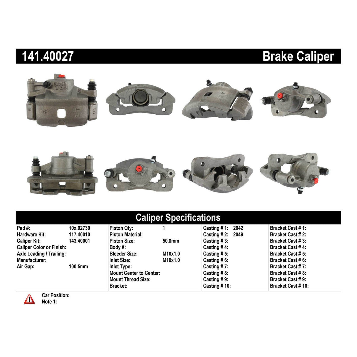 Centric Parts Disc Brake Caliper Semi-Loaded with Anti-Corrosion Finish 141.40027