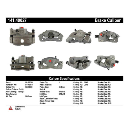 Centric Parts Disc Brake Caliper Semi-Loaded with Anti-Corrosion Finish 141.40027