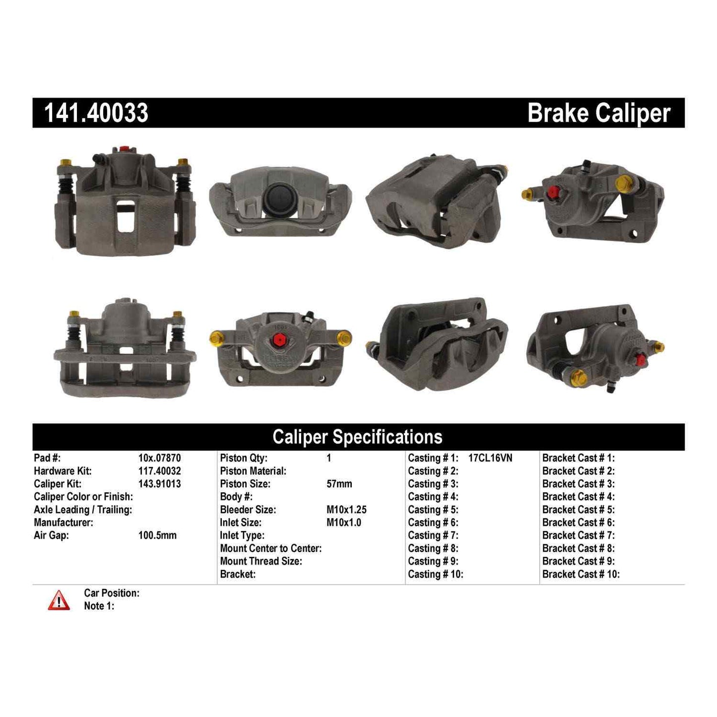 Stoptech Centric Semi-Loaded Brake Caliper - Front L/R 141.40033