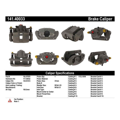 Stoptech Centric Semi-Loaded Brake Caliper - Front L/R 141.40033
