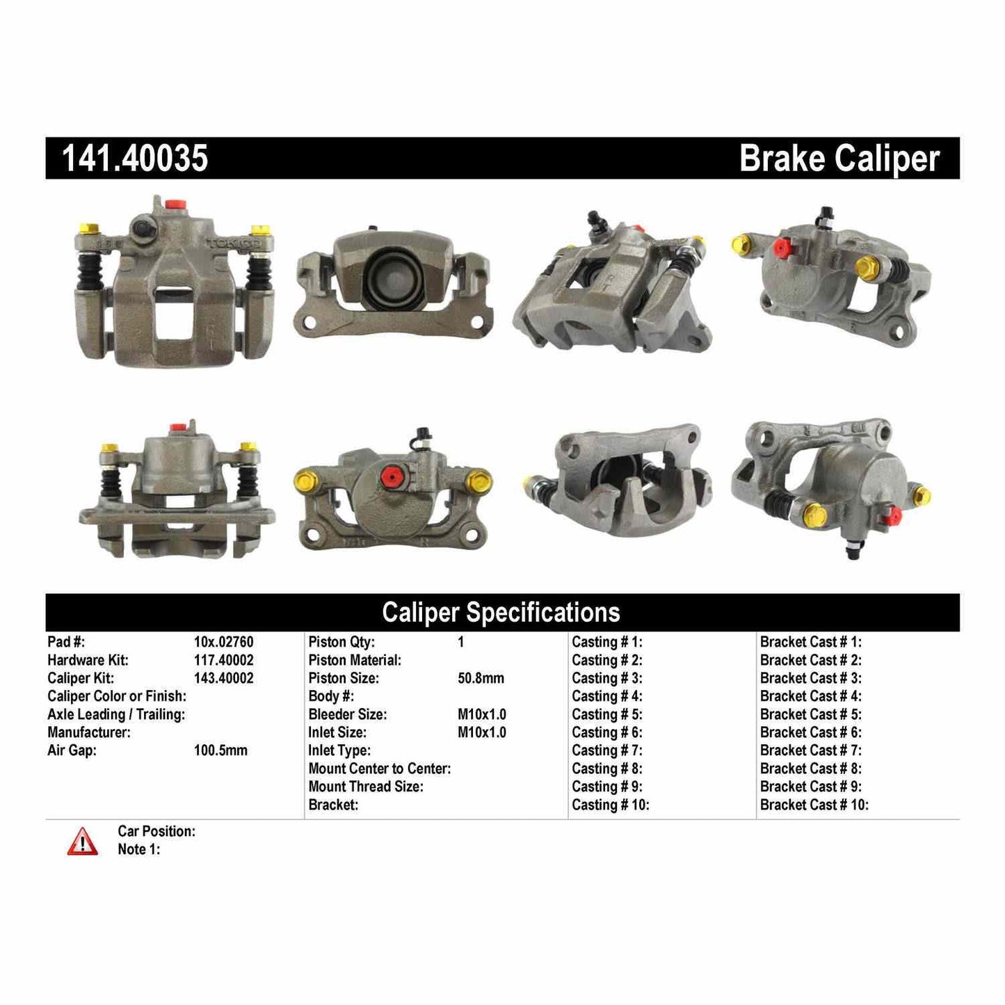 Centric Parts Disc Brake Caliper Semi-Loaded with anti-corrosion finish 141.40035