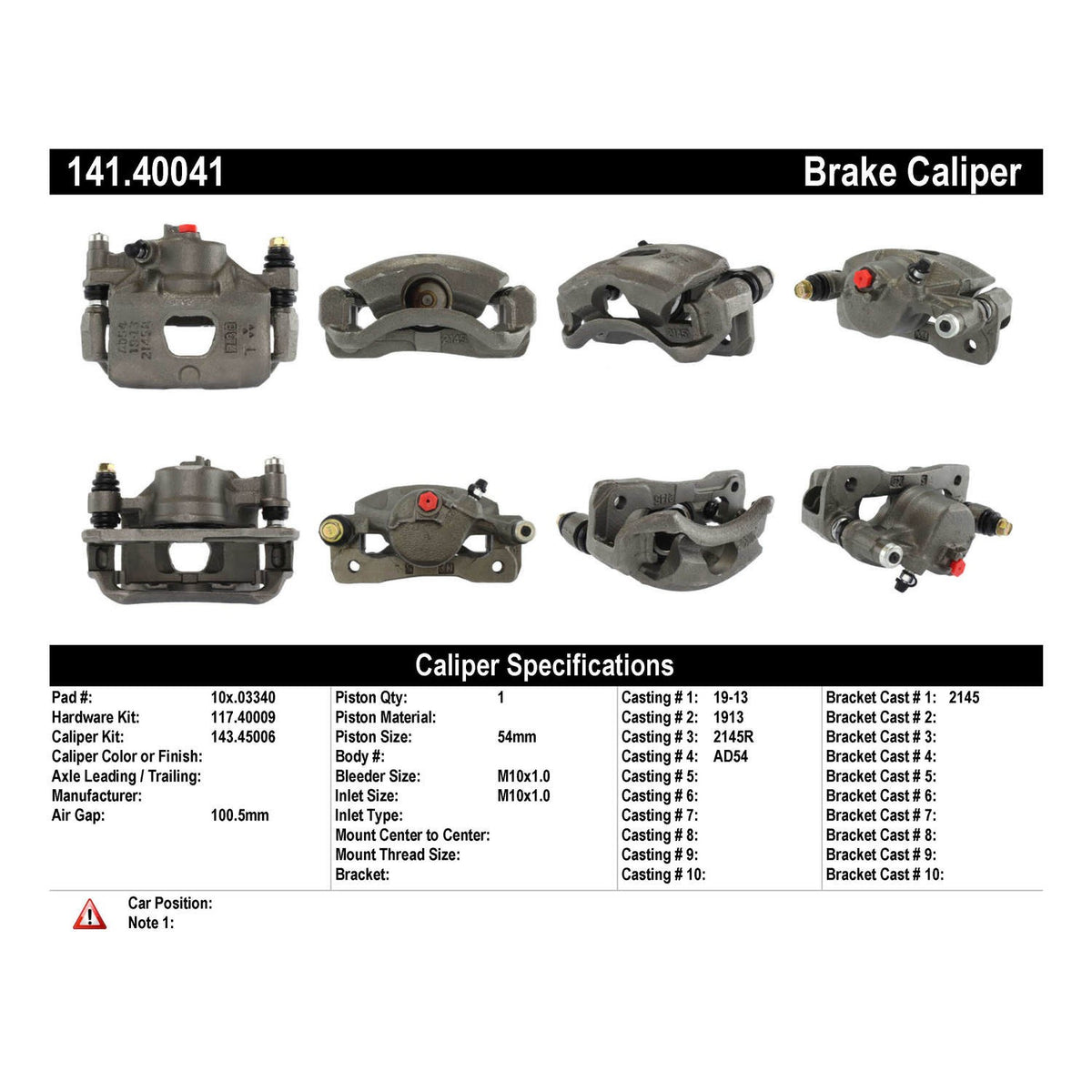 Centric Parts Semi-Loaded Brake Caliper 141.40041