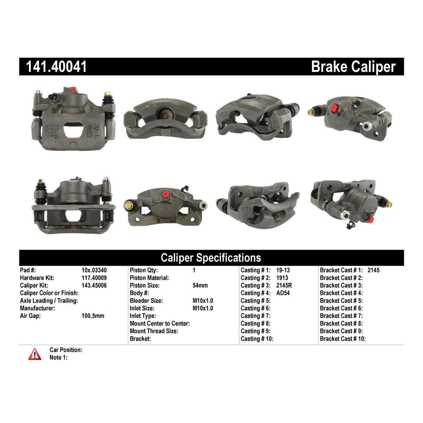 Centric Parts Disc Brake Caliper Semi-Loaded for 1986-1989 Acura Integra, Honda Accord 1986-1989, Prelude 1985-1987 141.40041