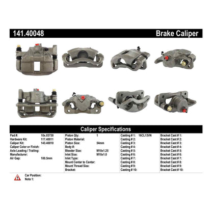 Stoptech Centric Semi-Loaded Brake Caliper - Front Left 141.40048