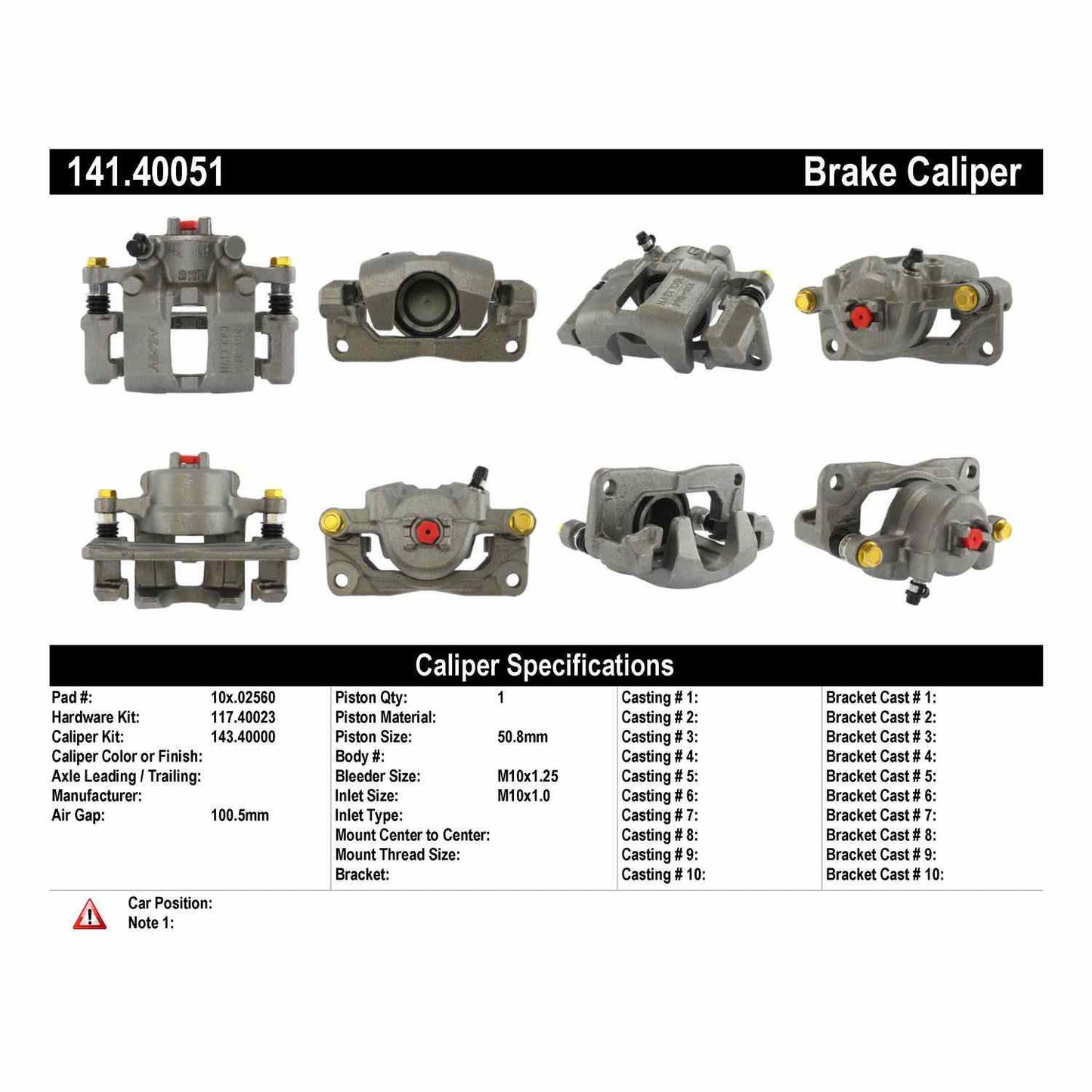 Centric Parts Disc Brake Caliper Semi-Loaded with Anti-Corrosion Finish for 2001-2006 Honda Insight 141.40051
