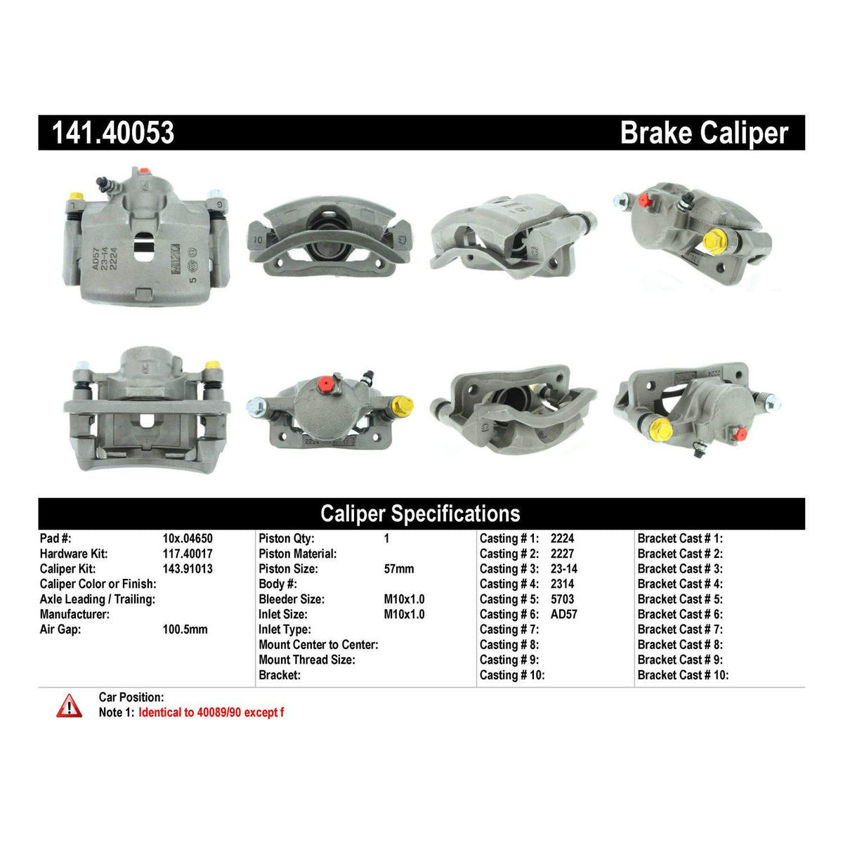 Centric Parts Disc Brake Caliper Semi-Loaded for 1997-2000 Acura CL Honda Accord 141.40053