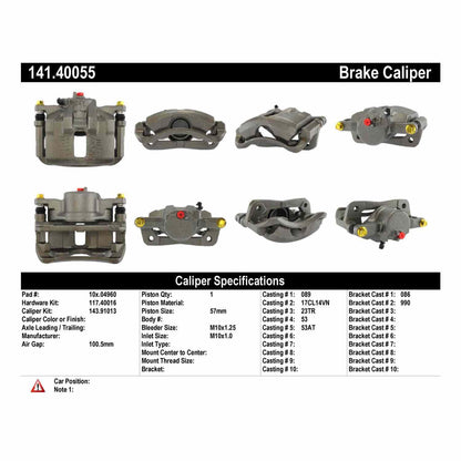 Stoptech Centric Semi-Loaded Brake Caliper - Front Right 141.40055