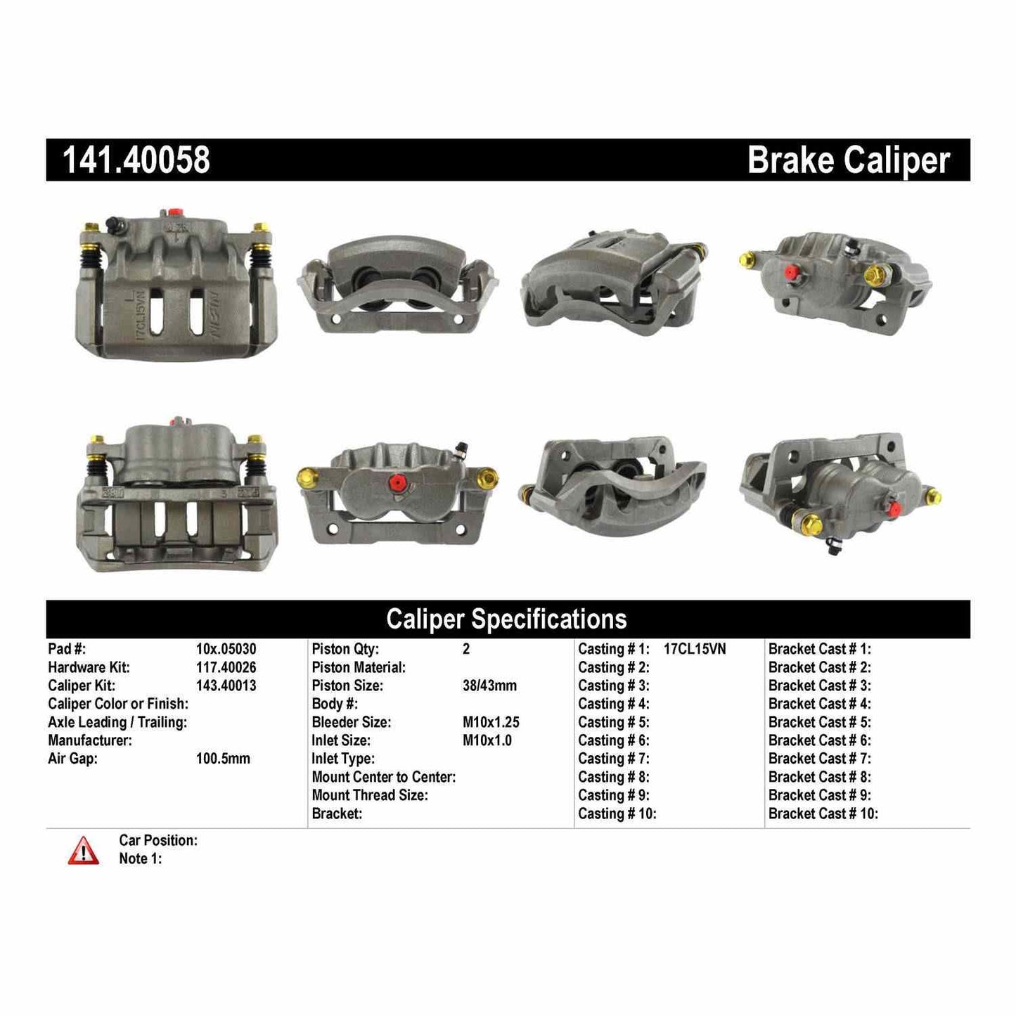 Stoptech Centric 93-95 Acura Legend Semi Loaded Front Left Rebuilt Caliper 141.40058