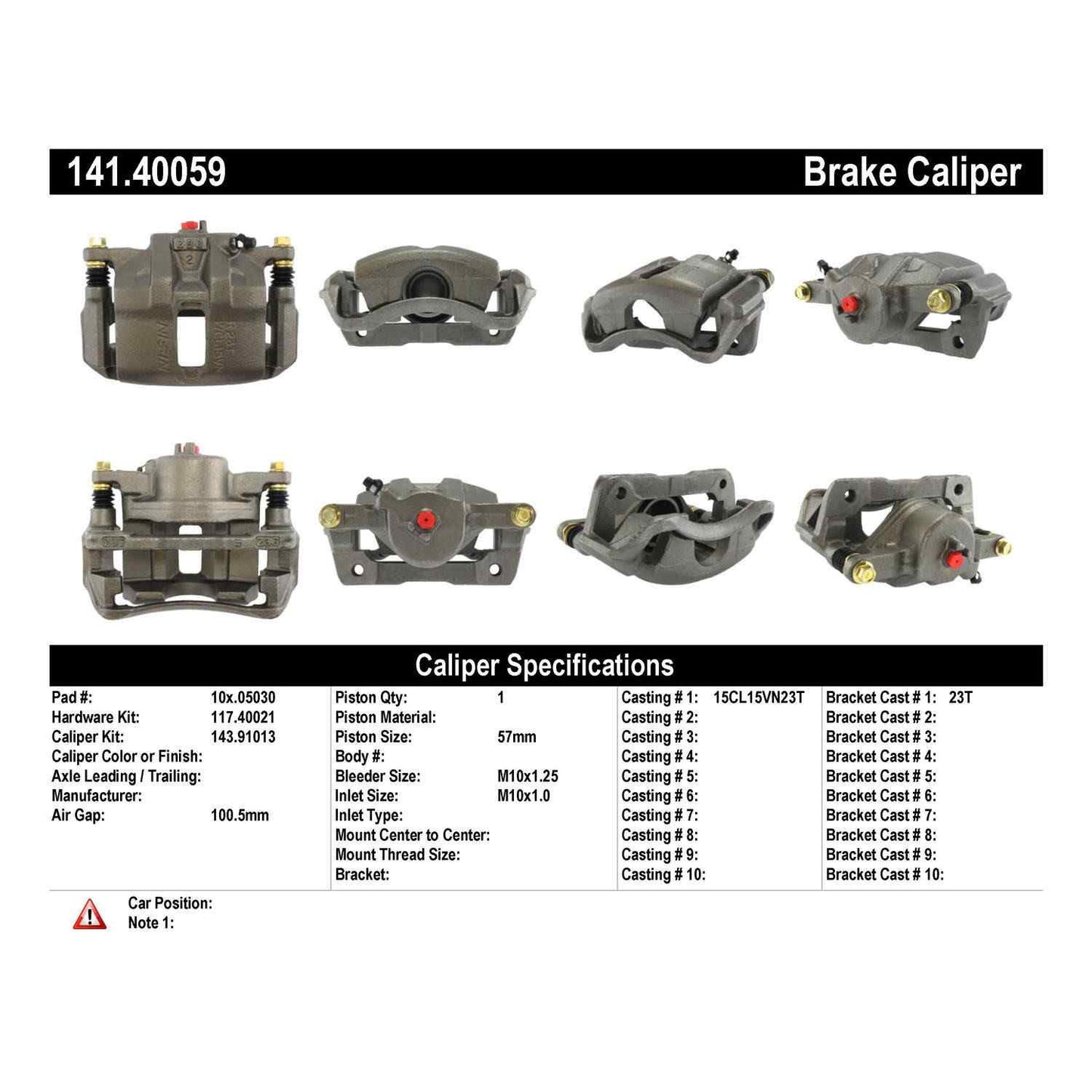 Centric Parts Semi-Loaded Brake Caliper 141.40059