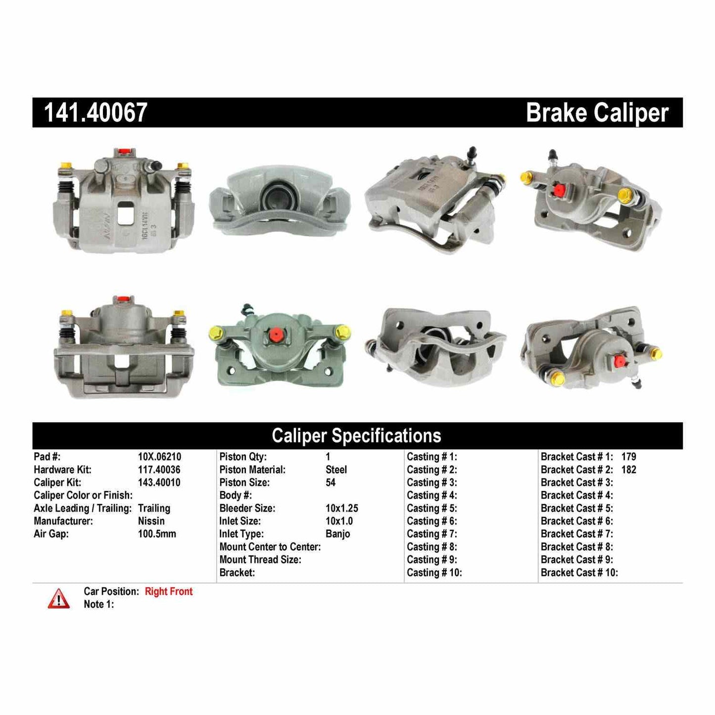 Centric Parts Disc Brake Caliper Semi-Loaded for 2002-2006 Acura RSX 2003-2011 Honda Civic 141.40067