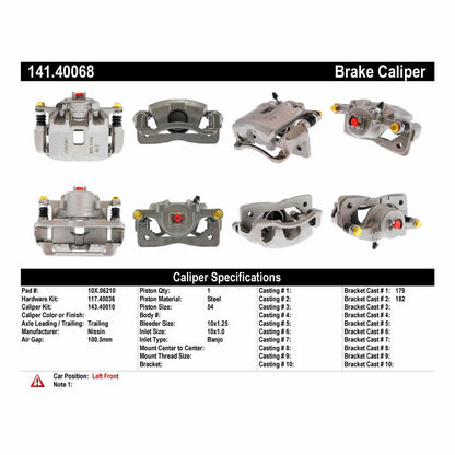 Centric Parts Disc Brake Caliper Semi-Loaded for 2002-2006 Acura RSX 2003-2011 Honda Civic 141.40068