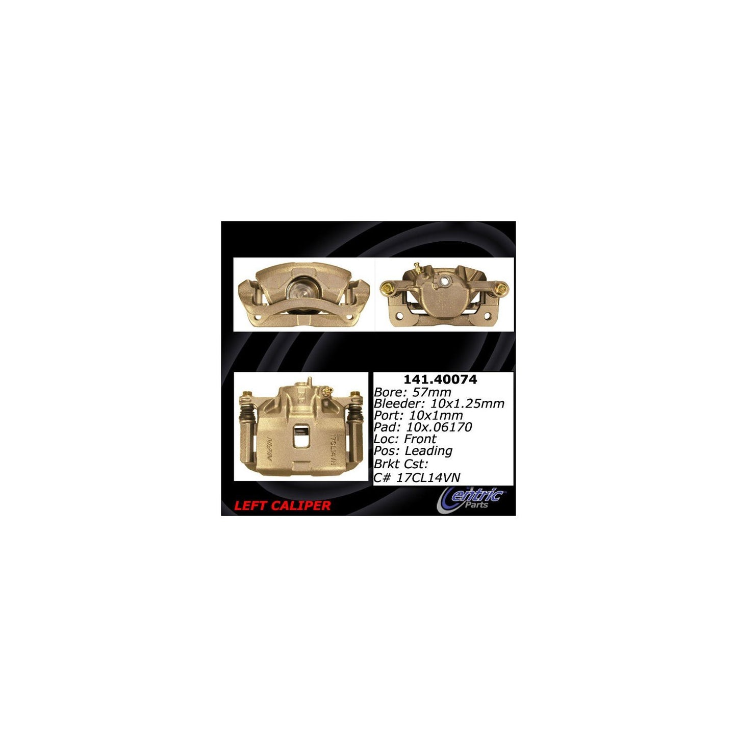 Centric Parts Disc Brake Caliper Semi-Loaded with Anti-Corrosion Finish for 2001-1994 Acura Integra 1995-1993 Honda Civic 141.40074