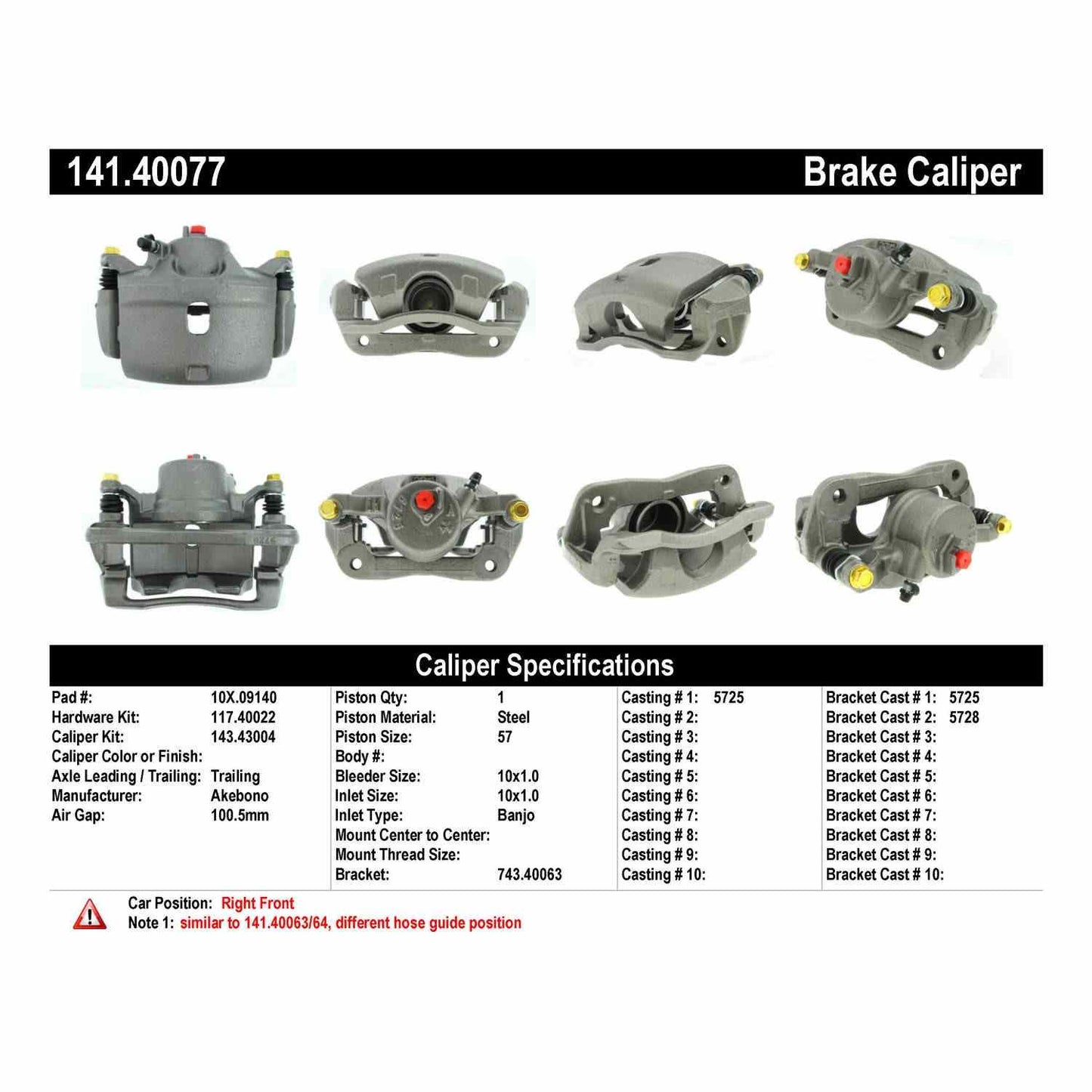 Centric Parts Semi-Loaded Brake Caliper 141.40077